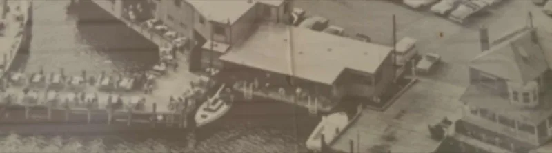 Aerial view of Baxter's wharf, vintage photograph